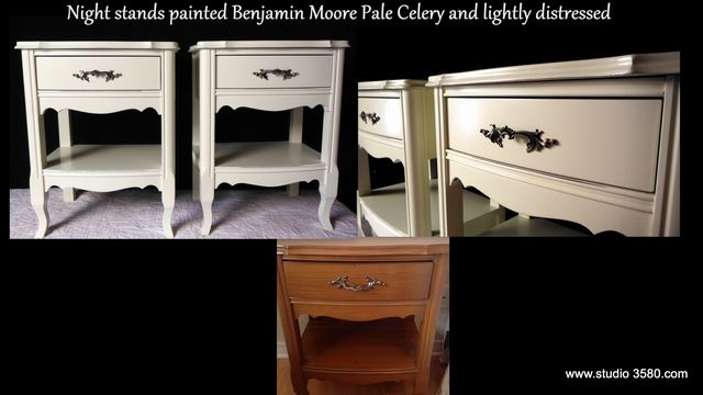 Painted Benjamin Moore Pale celery and lightly distressed